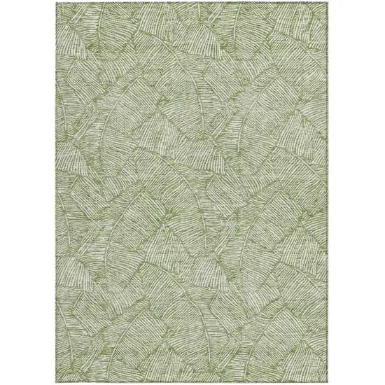 Green And Ivory Floral Washable Indoor Outdoor Area Rug Photo 7