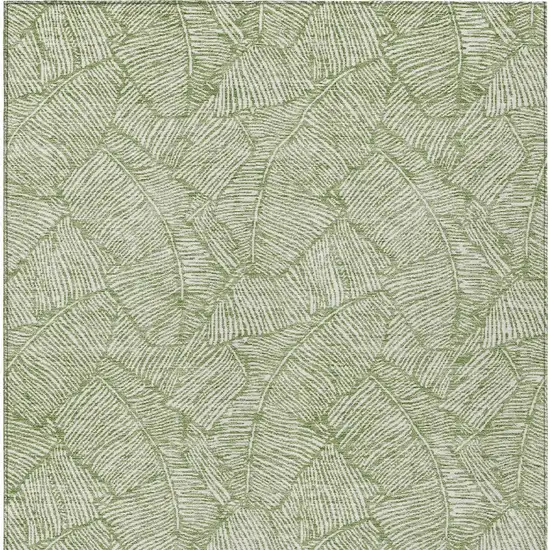 Green And Ivory Floral Washable Indoor Outdoor Area Rug Photo 7