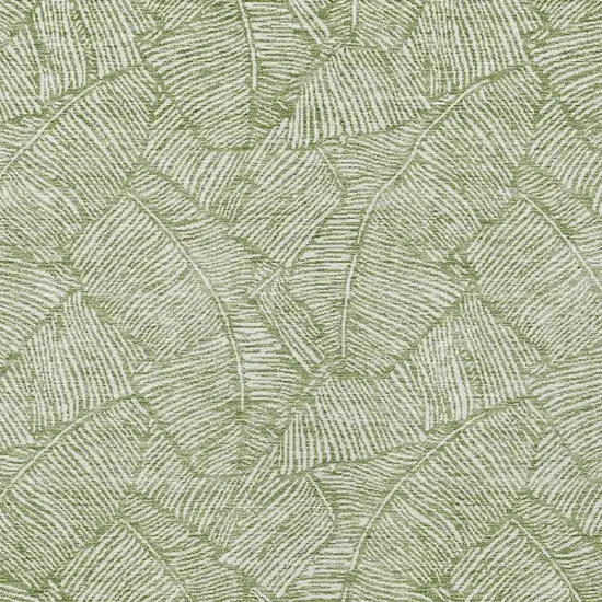 Green And Ivory Floral Washable Indoor Outdoor Area Rug Photo 6