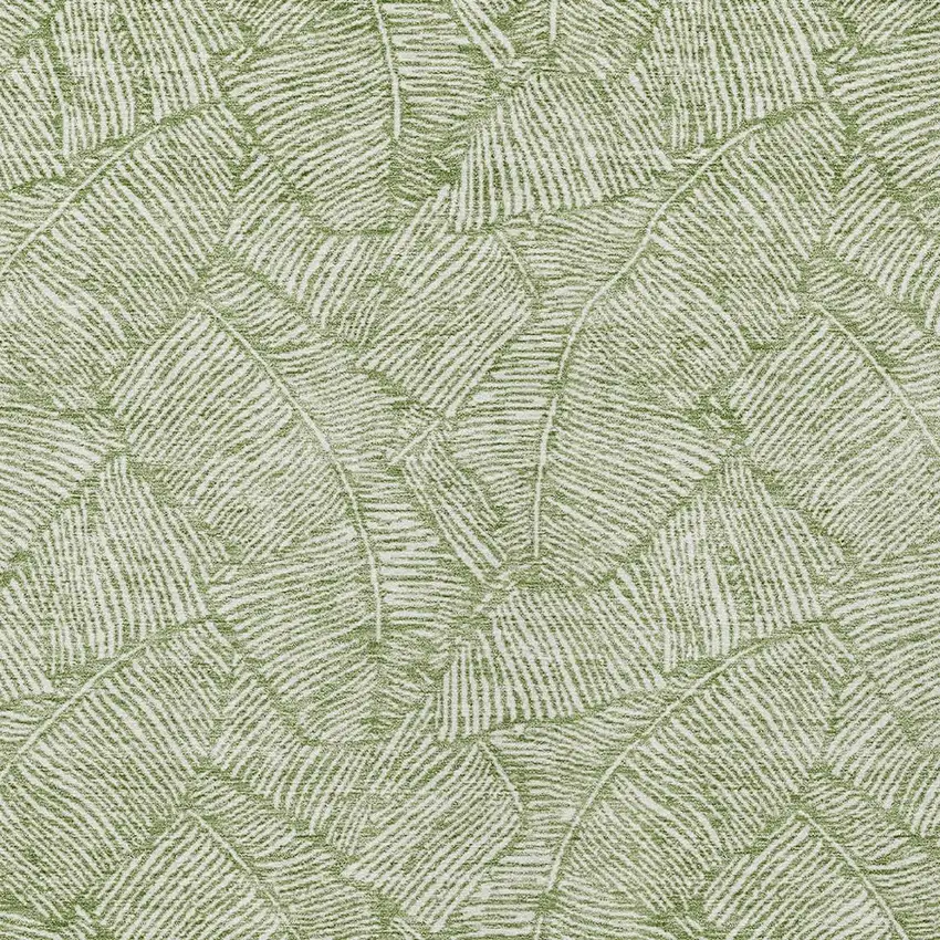 Green And Ivory Floral Washable Indoor Outdoor Area Rug Photo 6