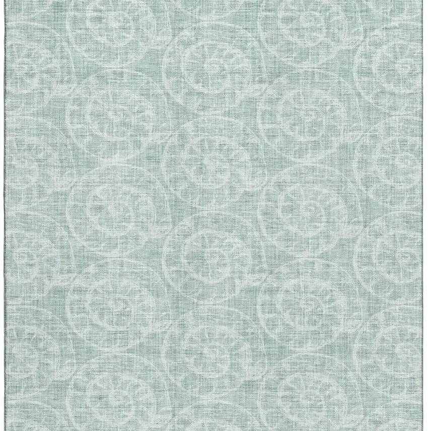 Green And Ivory Geometric Washable Area Rug With UV Protection Photo 4