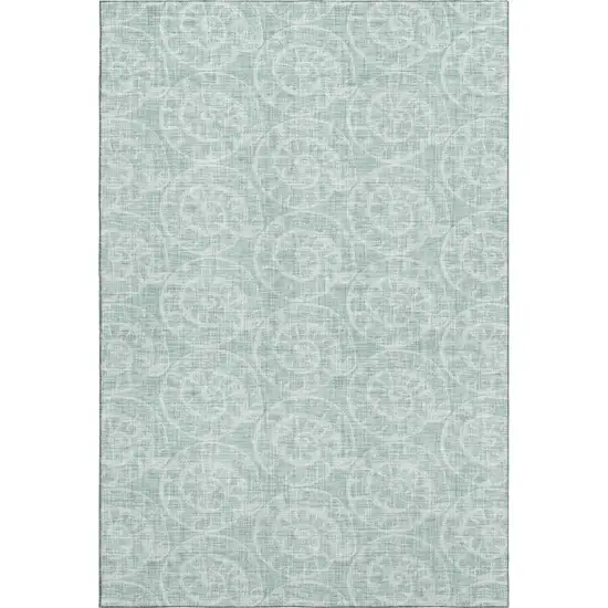 Green And Ivory Geometric Washable Area Rug With UV Protection Photo 1