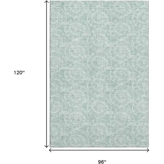 Green And Ivory Geometric Washable Area Rug With UV Protection Photo 3