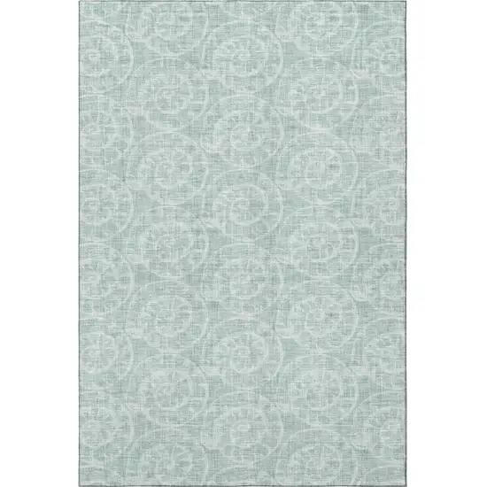 Green And Ivory Geometric Washable Area Rug With UV Protection Photo 4