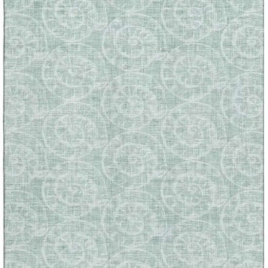 Green And Ivory Geometric Washable Area Rug With UV Protection Photo 3