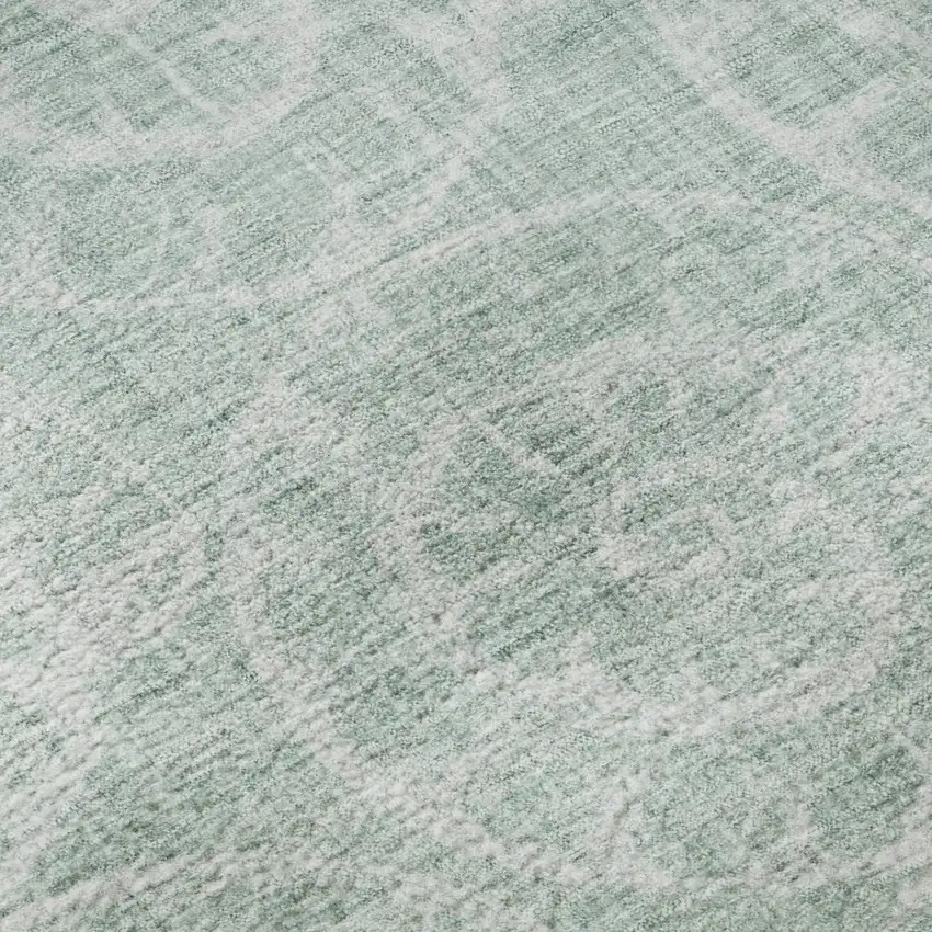 Green And Ivory Geometric Washable Area Rug With UV Protection Photo 9