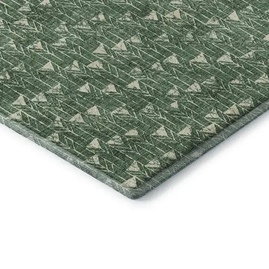 Green And Ivory Geometric Washable Area Rug With UV Protection Photo 8
