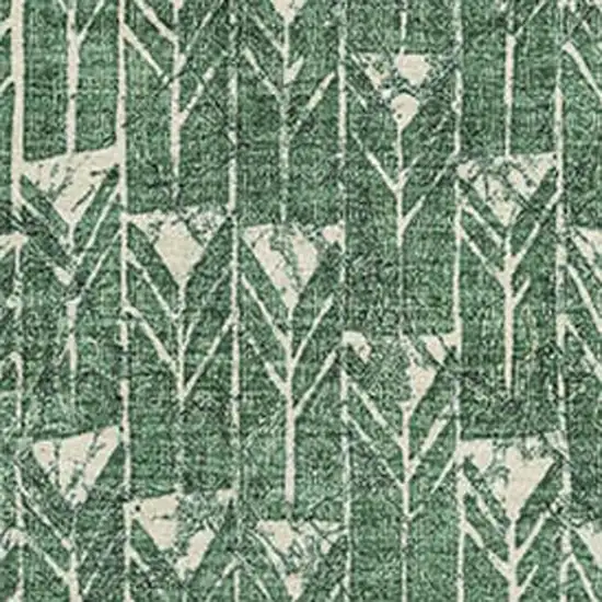 Green And Ivory Geometric Washable Area Rug With UV Protection Photo 3