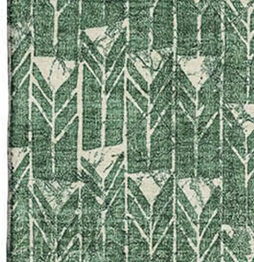 Green And Ivory Geometric Washable Area Rug With UV Protection Photo 3