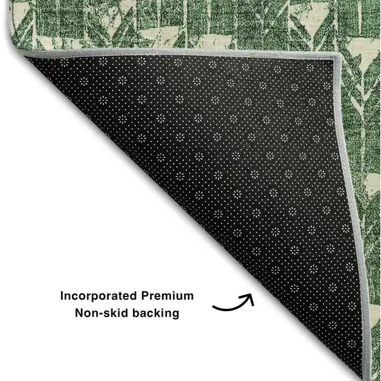 Green And Ivory Geometric Washable Area Rug With UV Protection Photo 7