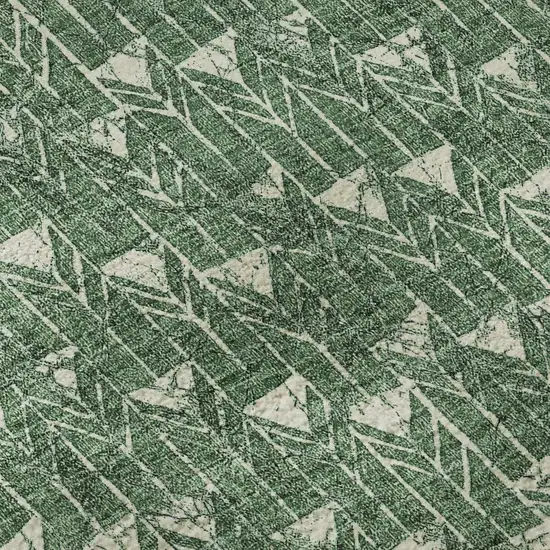 Green And Ivory Geometric Washable Area Rug With UV Protection Photo 8