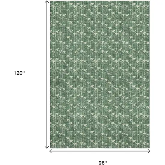 Green And Ivory Geometric Washable Area Rug With UV Protection Photo 3