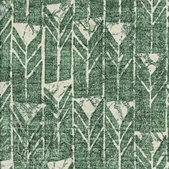 Green And Ivory Geometric Washable Area Rug With UV Protection Photo 3