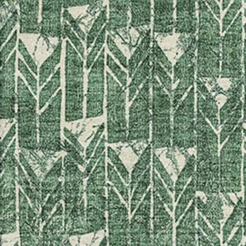 Green And Ivory Geometric Washable Area Rug With UV Protection Photo 3