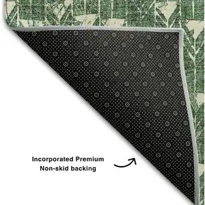 Photo of Green And Ivory Geometric Washable Area Rug With UV Protection