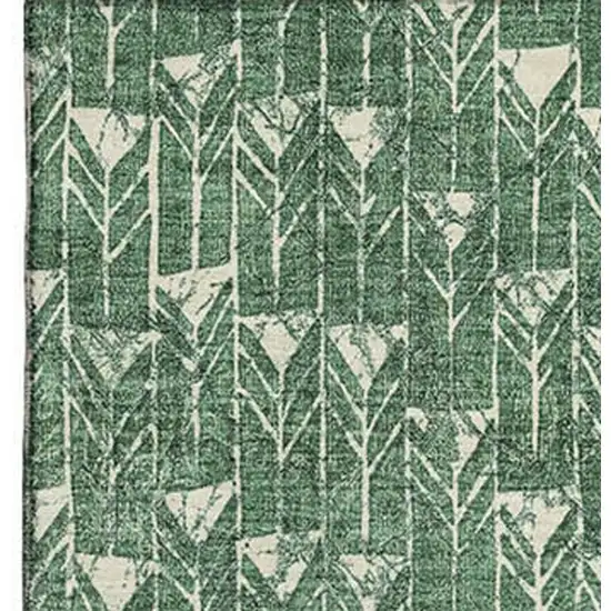 Green And Ivory Geometric Washable Area Rug With UV Protection Photo 3