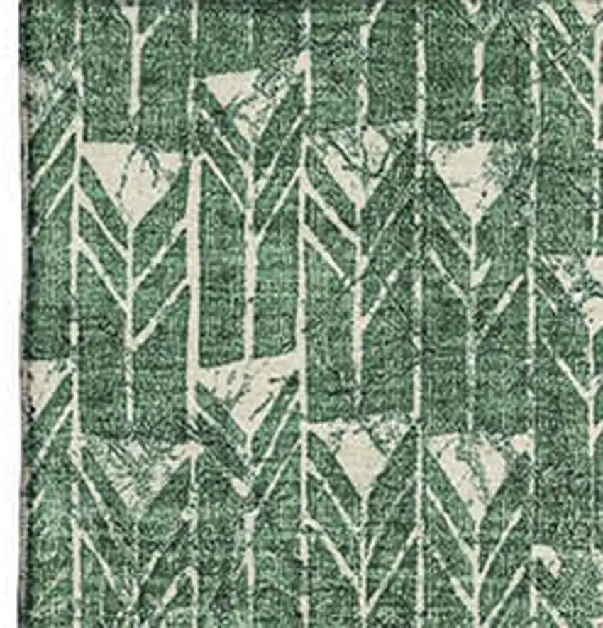 Green And Ivory Geometric Washable Area Rug With UV Protection Photo 3