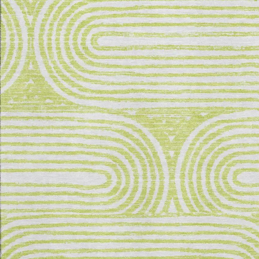 Green And Ivory Geometric Washable Area Rug With UV Protection Photo 3