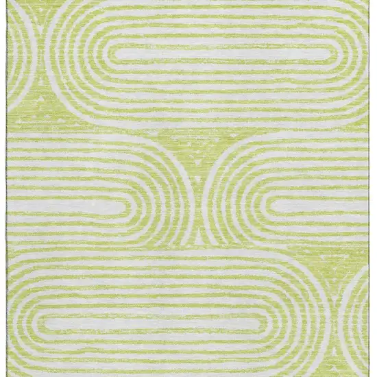 Green And Ivory Geometric Washable Area Rug With UV Protection Photo 4