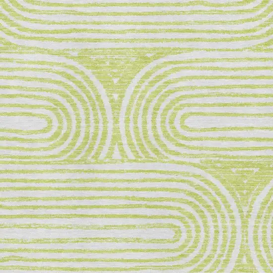 Green And Ivory Geometric Washable Area Rug With UV Protection Photo 3