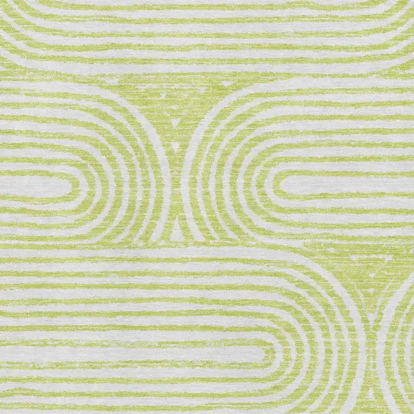 Green And Ivory Geometric Washable Area Rug With UV Protection Photo 3