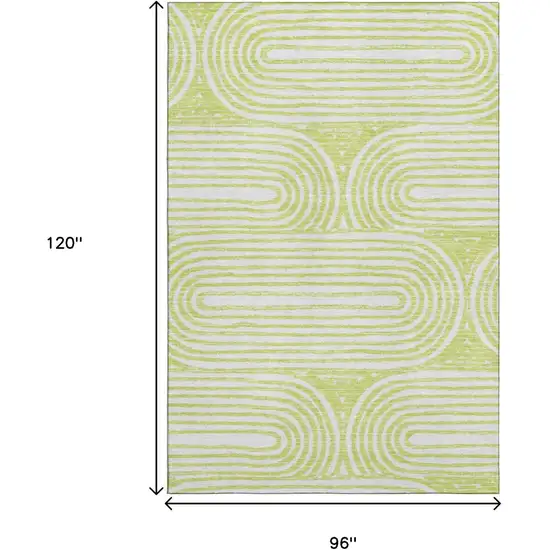 Green And Ivory Geometric Washable Area Rug With UV Protection Photo 3
