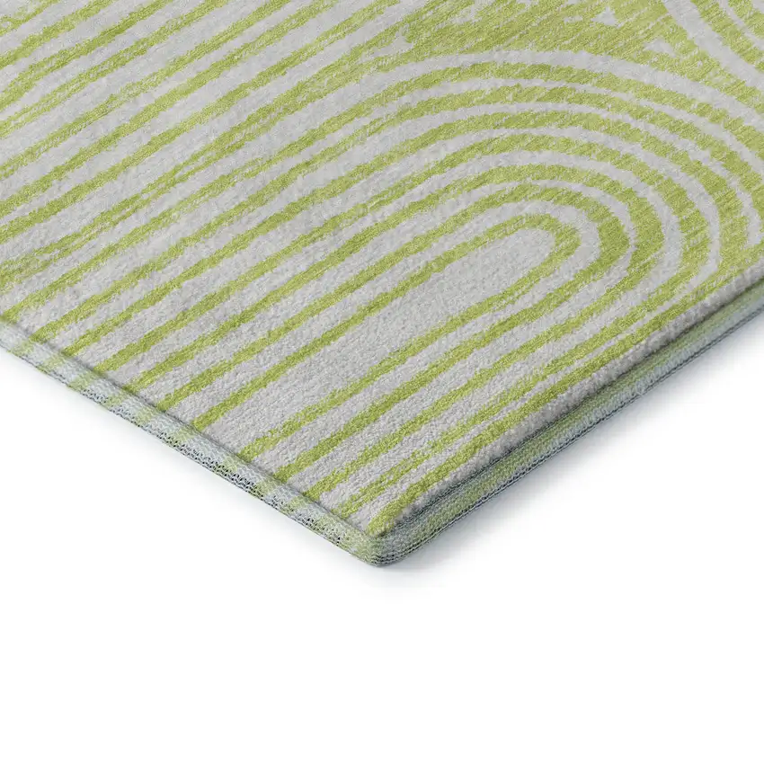 Green And Ivory Geometric Washable Area Rug With UV Protection Photo 9