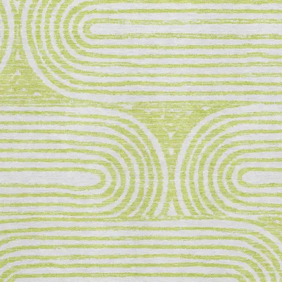 Green And Ivory Geometric Washable Area Rug With UV Protection Photo 3
