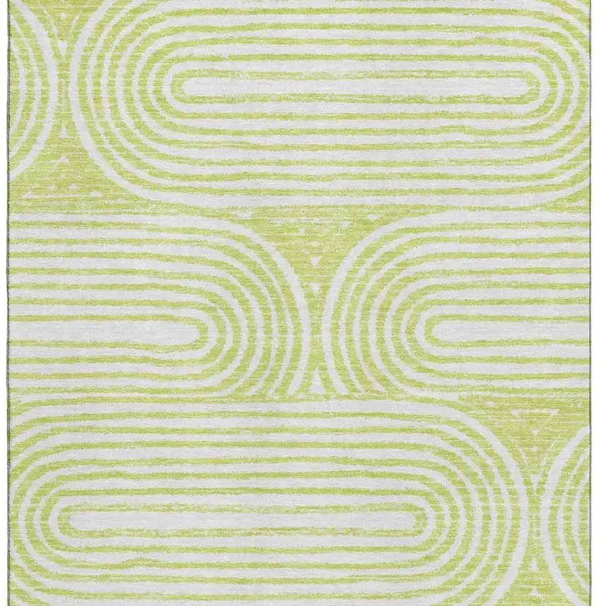 Green And Ivory Geometric Washable Area Rug With UV Protection Photo 5