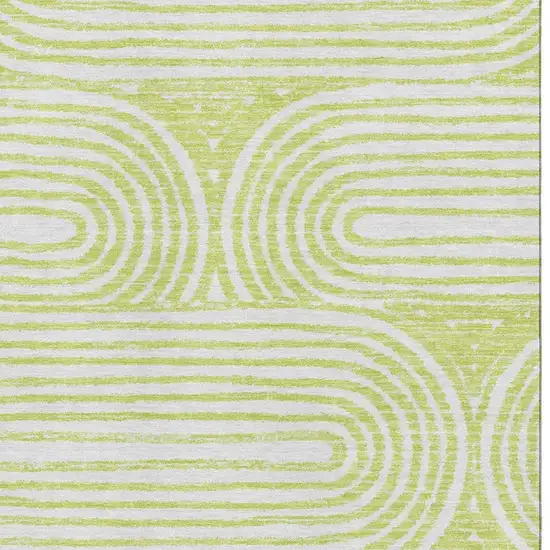Green And Ivory Geometric Washable Area Rug With UV Protection Photo 3
