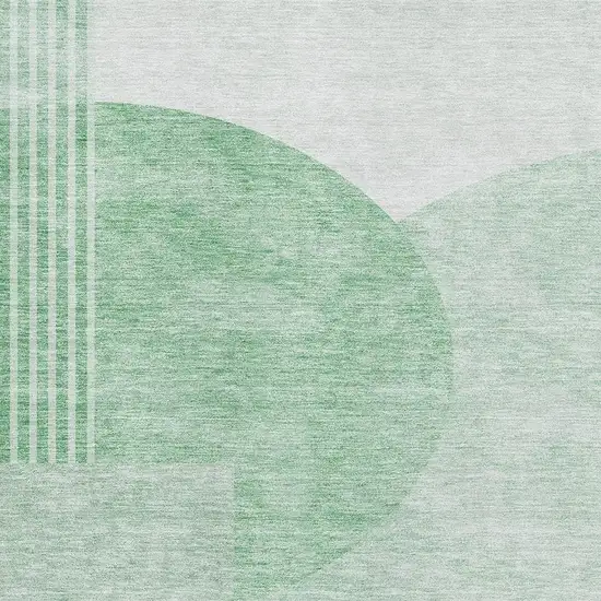 Green And Ivory Geometric Washable Area Rug With UV Protection Photo 3