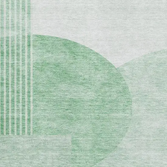 Green And Ivory Geometric Washable Area Rug With UV Protection Photo 7