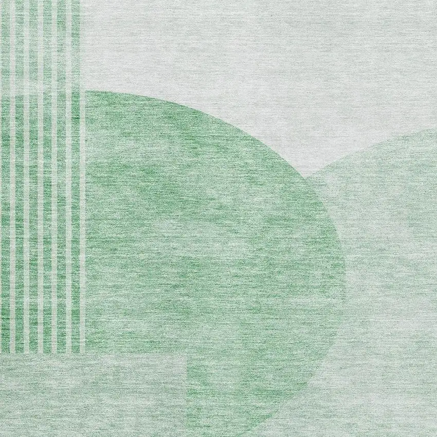 Green And Ivory Geometric Washable Area Rug With UV Protection Photo 7