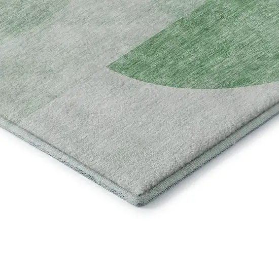Green And Ivory Geometric Washable Area Rug With UV Protection Photo 9