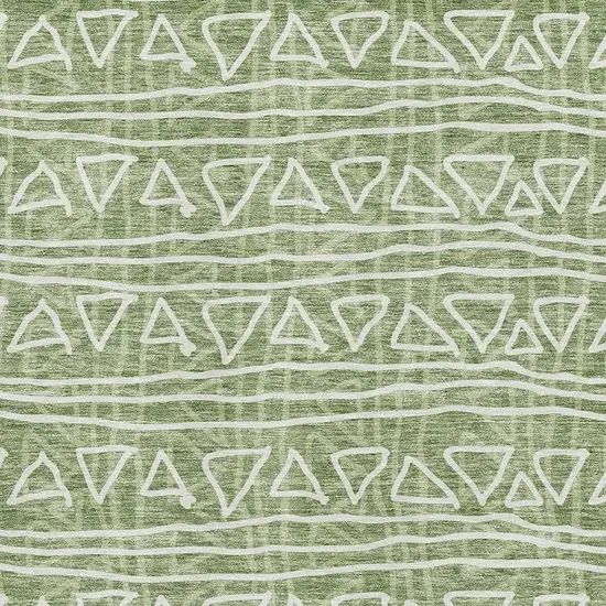 Green And Ivory Geometric Washable Area Rug With UV Protection Photo 3