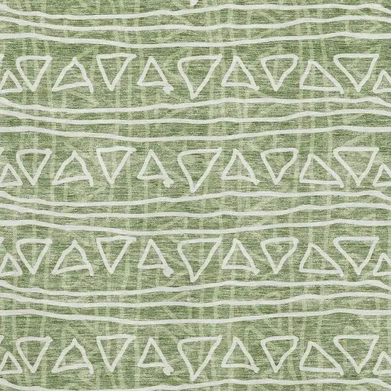 Green And Ivory Geometric Washable Area Rug With UV Protection Photo 3