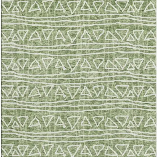 Green And Ivory Geometric Washable Area Rug With UV Protection Photo 3
