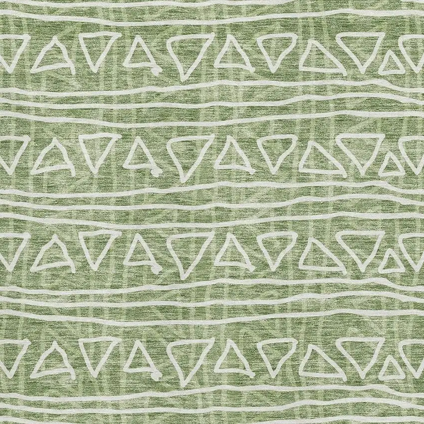 Green And Ivory Geometric Washable Area Rug With UV Protection Photo 3