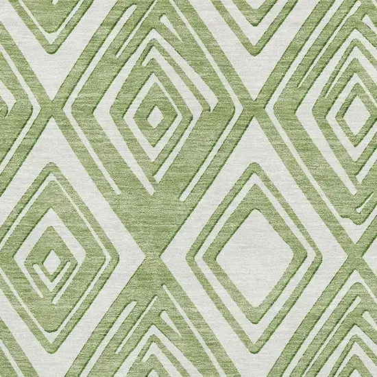 Green And Ivory Geometric Washable Area Rug With UV Protection Photo 3