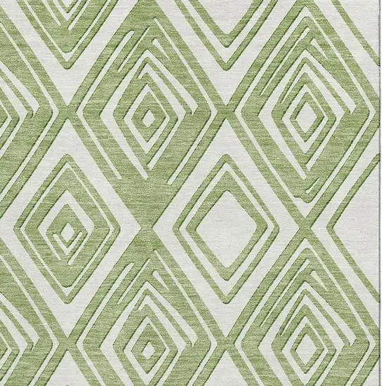 Green And Ivory Geometric Washable Area Rug With UV Protection Photo 5