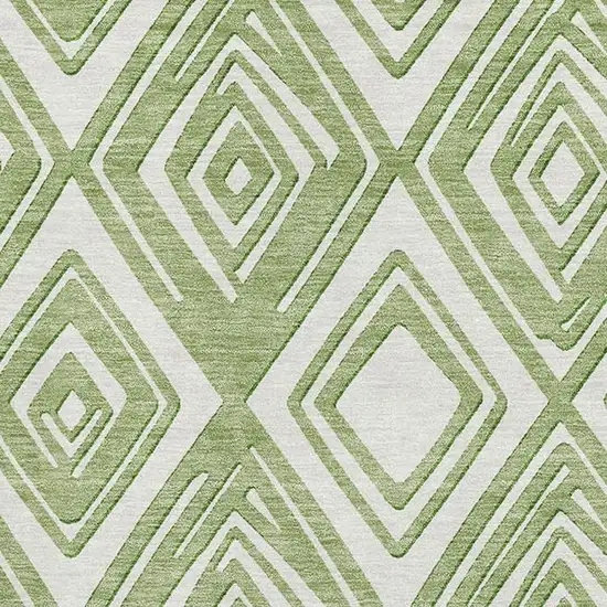 Green And Ivory Geometric Washable Area Rug With UV Protection Photo 4