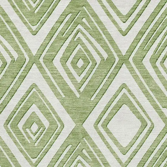 Green And Ivory Geometric Washable Area Rug With UV Protection Photo 4