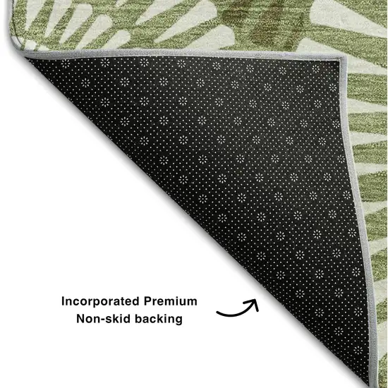 Green And Ivory Geometric Washable Area Rug With UV Protection Photo 7