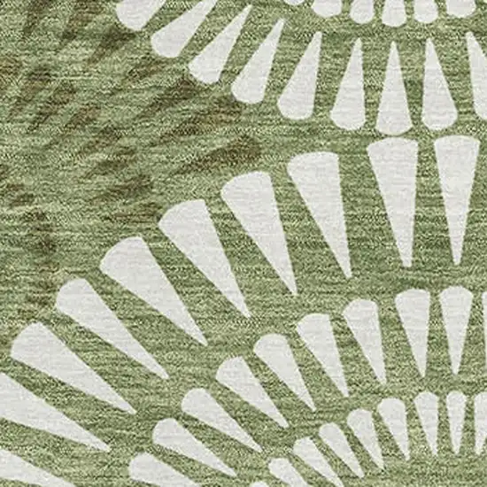 Green And Ivory Geometric Washable Area Rug With UV Protection Photo 3