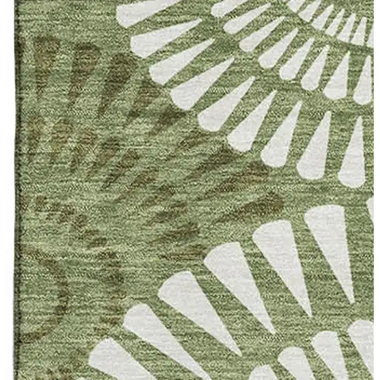 Green And Ivory Geometric Washable Area Rug With UV Protection Photo 3