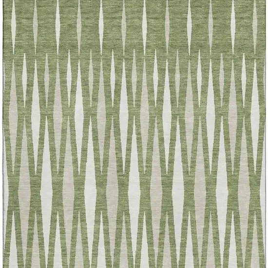 Green And Ivory Geometric Washable Area Rug With UV Protection Photo 3