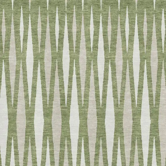 Green And Ivory Geometric Washable Area Rug With UV Protection Photo 3