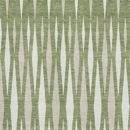 Green And Ivory Geometric Washable Area Rug With UV Protection Photo 3