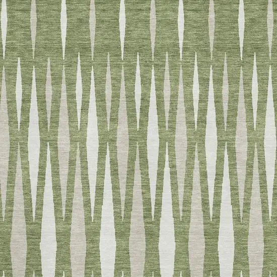 Green And Ivory Geometric Washable Area Rug With UV Protection Photo 3