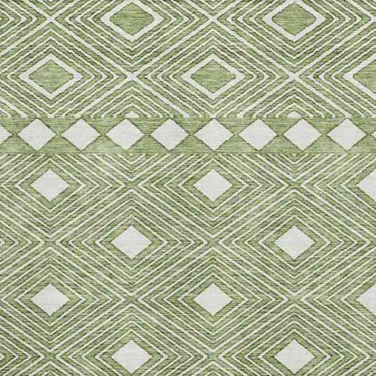 Green And Ivory Geometric Washable Area Rug With UV Protection Photo 3